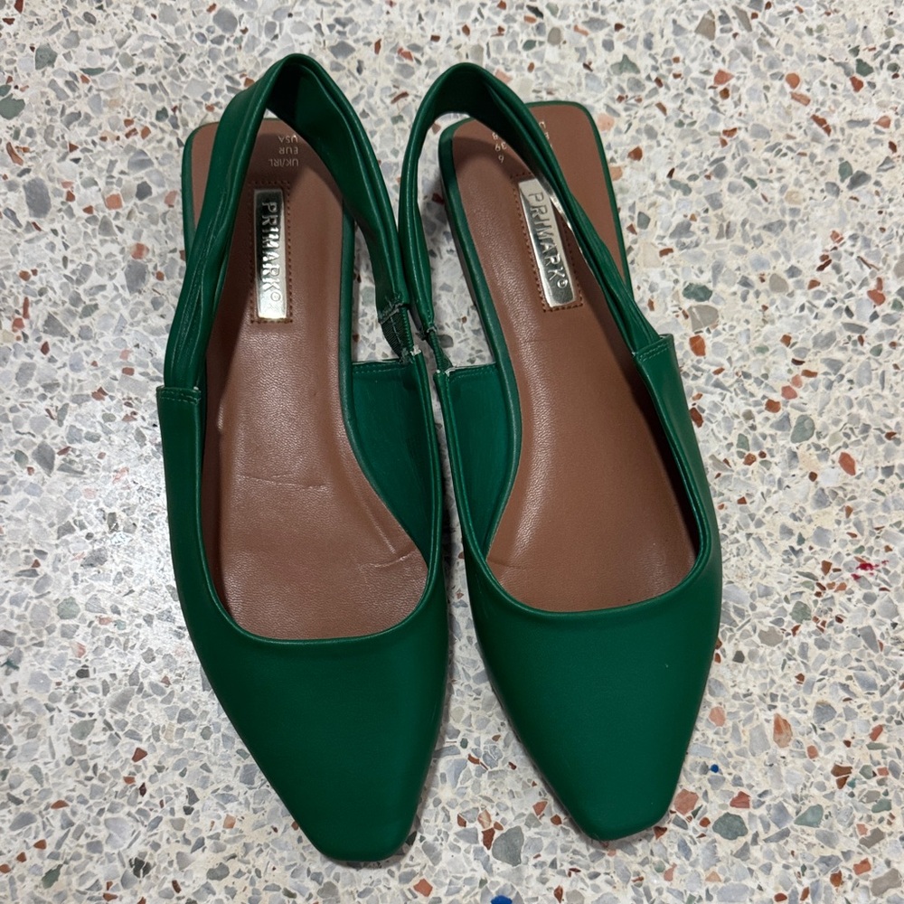 Primark Women's Emerald Green Slingback Flats